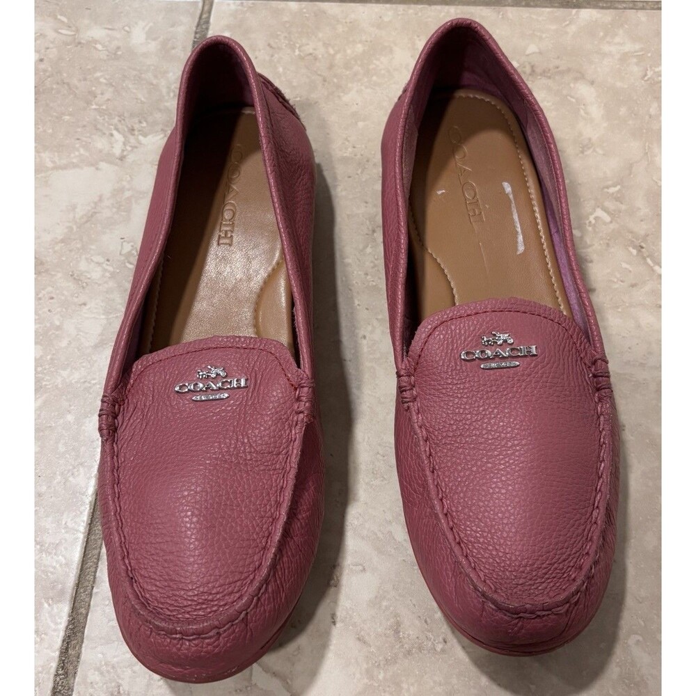 Coach Mary Lock Up Loafers Womens 9.5B Pink Pebbled Leather Slip On Flats - Picture 5 of 8